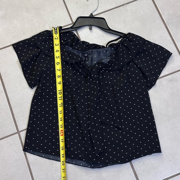 Papaya Women Black Polka Dot Off Shoulder Blouse Size‎ Small. - Picture 9 of 10